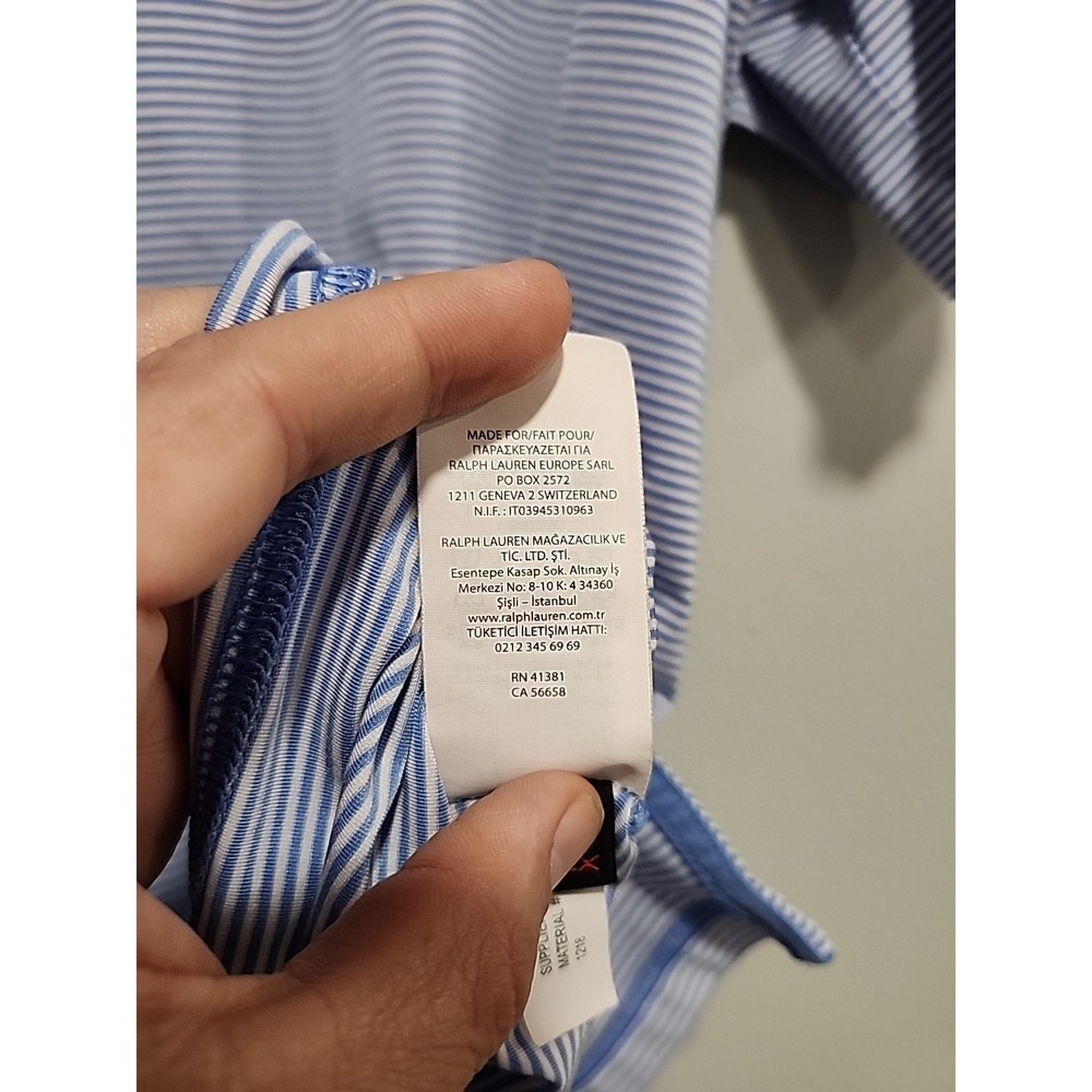 Ralph Lauren RLX Wicking Golf Polo, Mens L, Lt. Blue/White Striped Short Sleeve - Picture 14 of 15